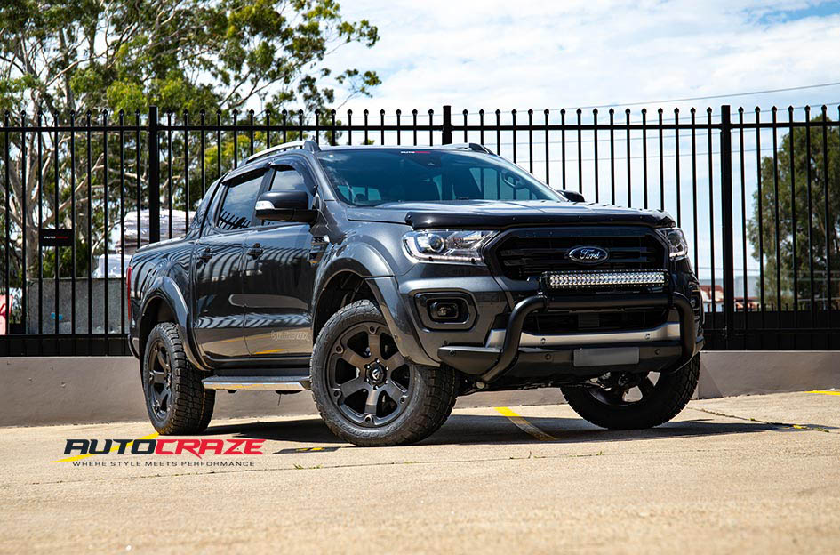 Ford Ranger Fuel Beast Wheels Nitto Terra Grappler Tyres Front Close Up Shot Gallery Jan 2019 Bonnet Protector