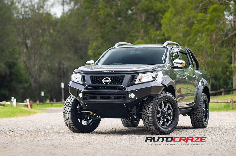 Nissan Navara Moto Metal MO995 Wheels Falken Tyres Front Close Shot Gallery Feb 2019 Bonnet Protector