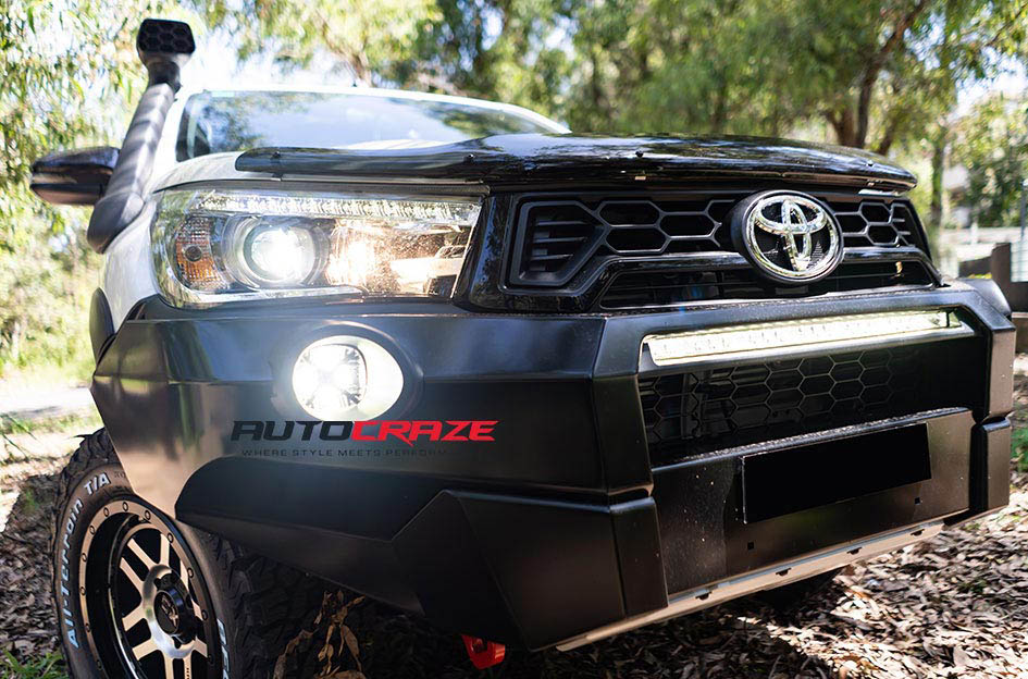 Toyota Hilux KMC Recon Wheels BFGoodrich Tyres Snorkel Rear Tail Lights Trims Front Accessories Close Up Shot Gallery Bonnet Protector