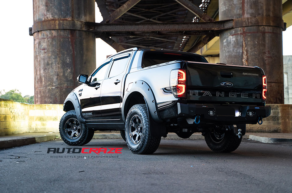 Black Ford Ranger Fuel Beast Wheels Rival Bar Falken Tyres Rear Shot Gallery June 2019
