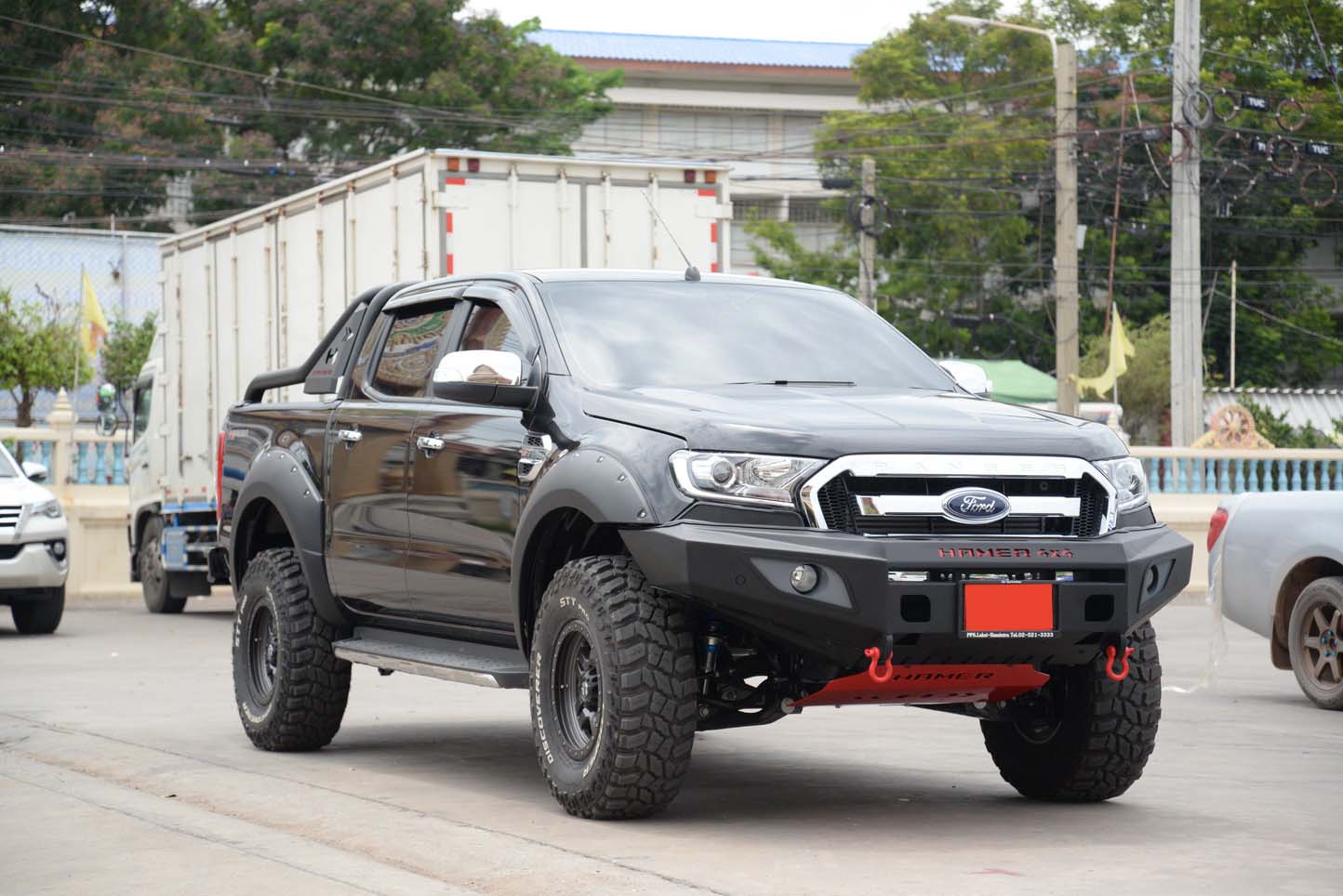 Black Ford Ranger Hamer4x4 Bull Bar Front Shot AutoCraze