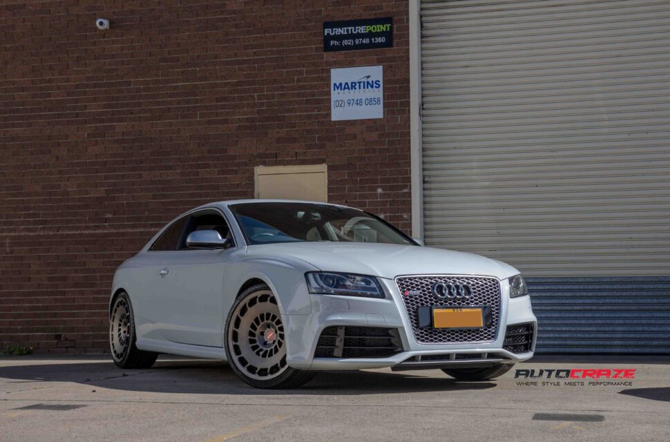 White Audi RS5 Wheels Rotiform CCV Front Shot