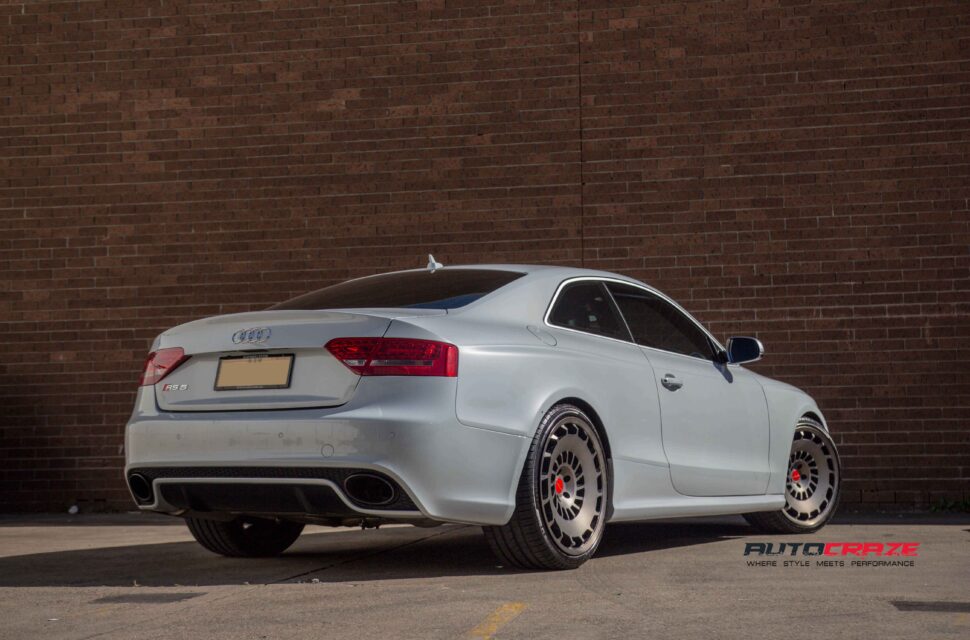 White Audi RS5 Wheels Rotiform CCV Rear Shot