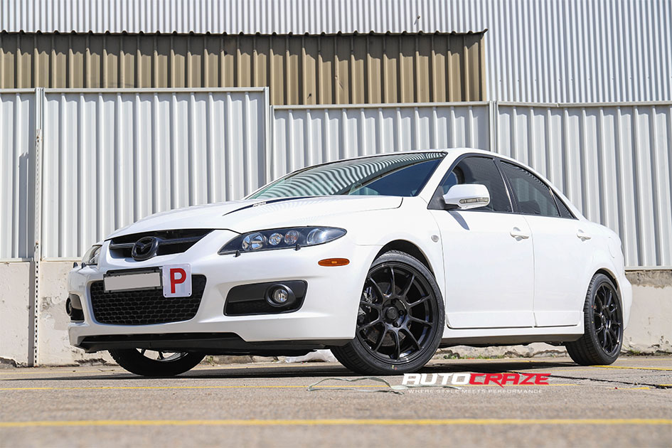 White Mazda 6 King Raijin wheels front shot Gallery September 2019