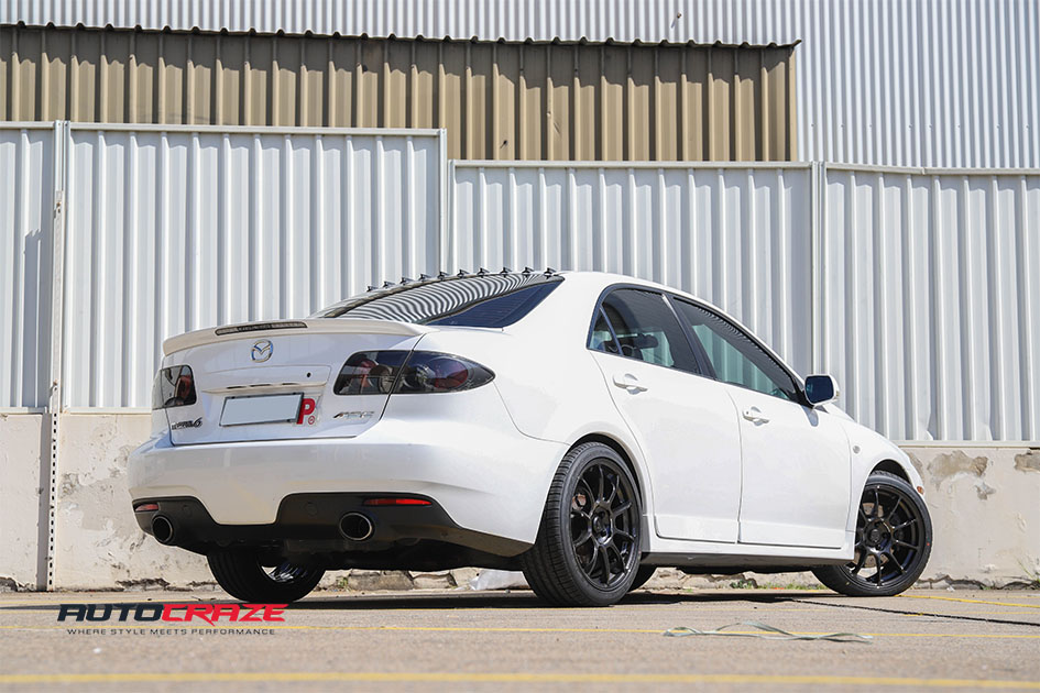 White Mazda 6 King Raijin wheels rear shot Gallery September 2019