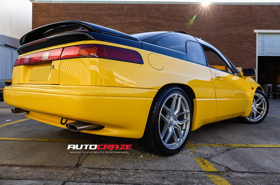 Yellow Subaru SVX King Taro Wheels Rear Fitment Shot Gallery April 2020