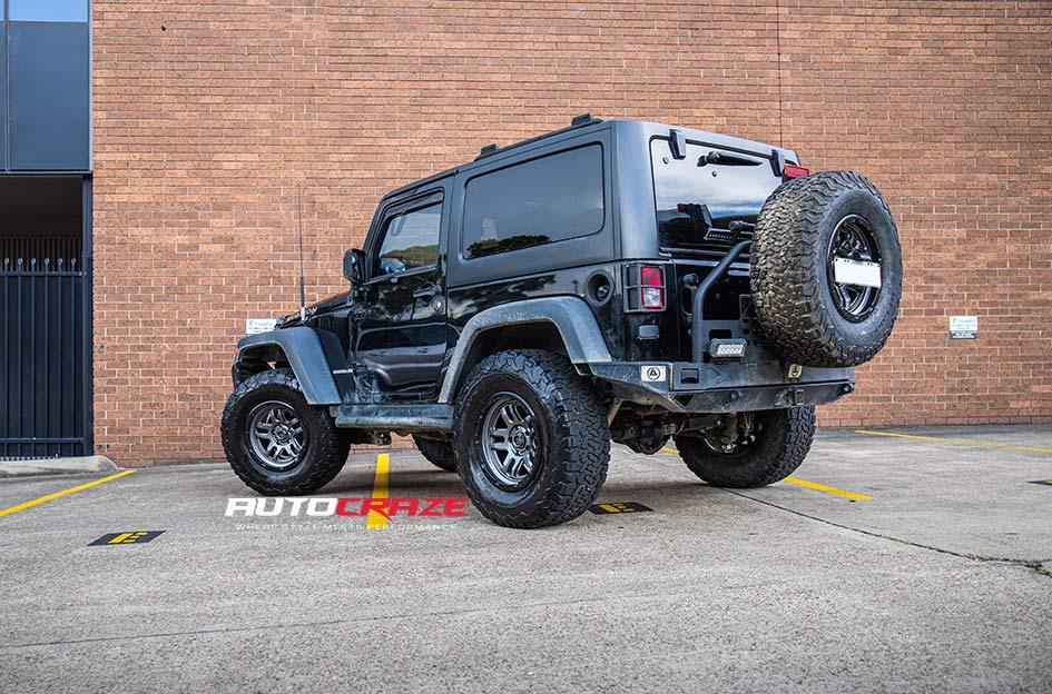 JEEP WRANGLER AMMO MATTE GUN METAL BLACK BEAD RING 