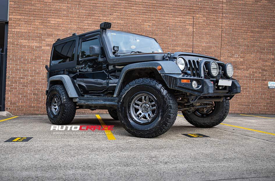 JEEP WRANGLER AMMO MATTE GUN METAL BLACK BEAD RING 